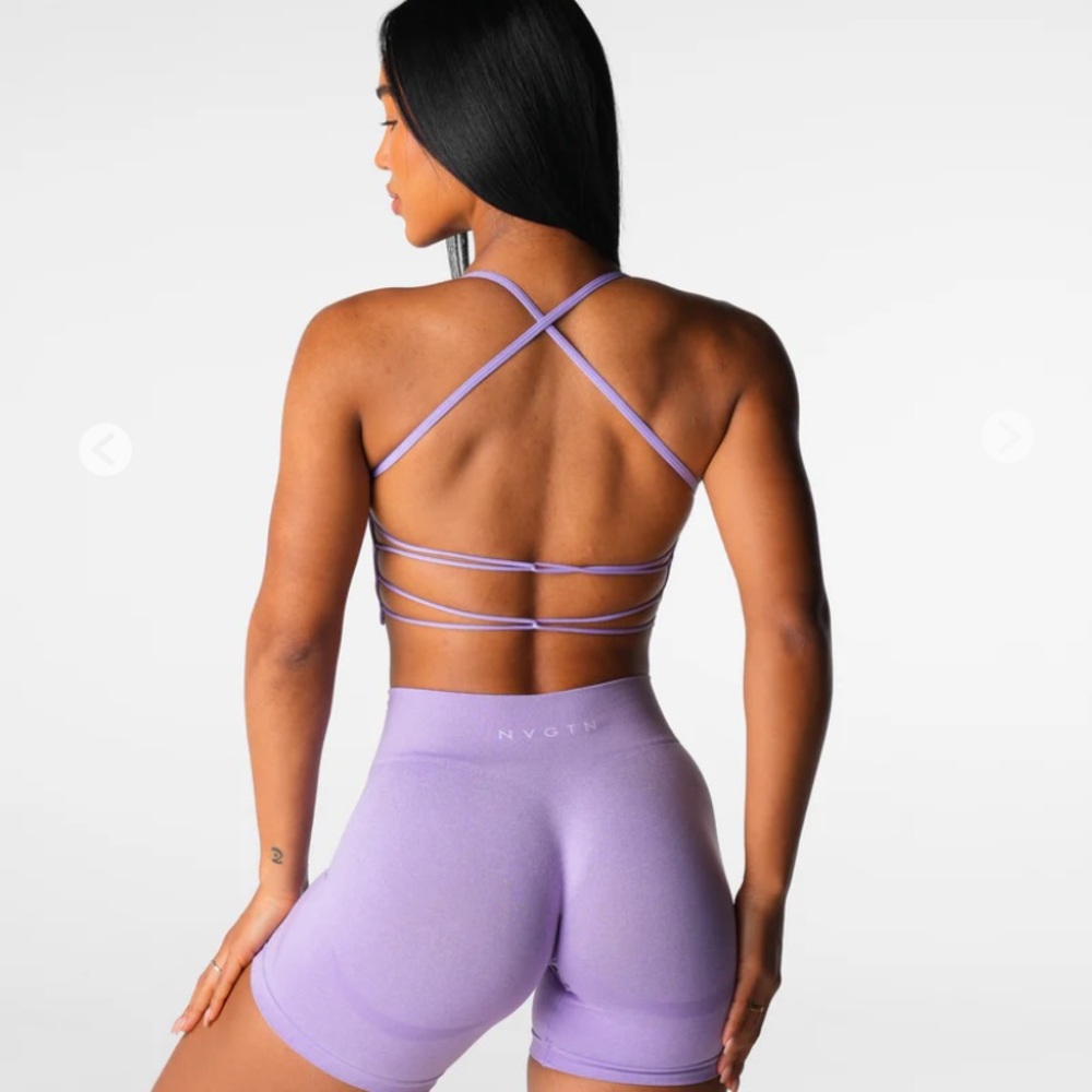 💜 NVGTN LILAC Strappy Invincible seamless bra Med + Lilac Zesty Seamless NWT 🔥